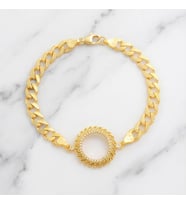 Yarım Altın Çerçeve Bileklik Çelik Altın Kaplama Figaro Güneş Model BLK-1086 (Gold)