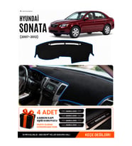 HYUNDAİ SONATA (2007-2012) Uyumlu Torpido Örtüsü Torpido Kılıfı - Siyah Mavi