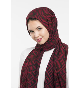 JAKAR Desen Jakarlı Modal Seri Şal Eşarp Askısı ile Birlikte 75x200 cm Lacivert 