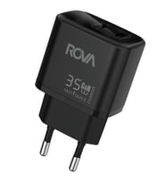 Rova SB119 35W Çift USB-C Hızlı Şarj Adaptörü – PD Destekli, Güvenlik Sertifikalı, Siyah
