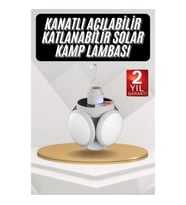 Mey İthalat® Kamp Lambası Güneş Enerjili Solar 5 Kanatlı Katlanır Lamba Karavan