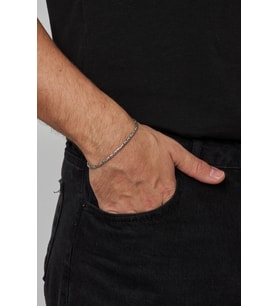 2,5mm Kral Yuvarlak 925 Ayar Gümüş Erkek Zincir Bileklik Veb-5004