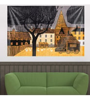 Evler Tablo Desen Leke Tutmaz Kadife Dokulu Kumaş Duvar Örtüsü Duvar Halısı Tapestry (Karışık)