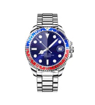 V0525 316L Paslanmaz Çelik, Döner Bezel, Bt Call, Spor Sağlık, IP68 Profesyonel Akıllı Saat (Kırmızı-Mavi)