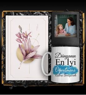 Öğretmenler Gününe Özel Tasarım Kupa & Özel Tasarım Defter & Kişiye Özel Çerçeve Hediye Seti