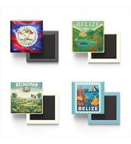 Buzdolap Magnetleri - Belize Belmopan - 4'lü Set Magneti
