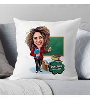 Kişiye Özel Kadın Öğretmen Karikatürlü Yastık