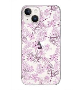 Apple iPhone 14 Plus Uyumlu Kapak Floral Pudra Tasarımlı Şeffaf Silikon Kılıf