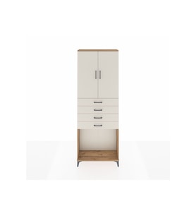 Arges Dolap 3 Raflı 4 Çekmeceli 2 Kapaklı 88x30x243 Çam-Aytaşı