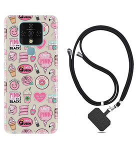 Tecno Camon 16 18P Pova Kılıf Boyun Askılı Silikon Donut Flamingo 1415