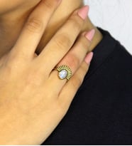 Doğal Taş Aytaşı Doğal Taşlı Antik Model Kadın Ayarlanabillir Yüzük euy82ay (Beyaz)