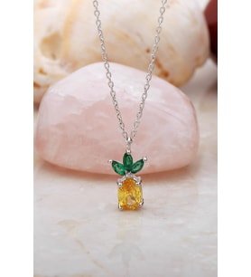 Ananas Rodyumlu Mini Gümüş Kolye 7215