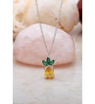 Ananas Rodyumlu Mini Gümüş Kolye 7215