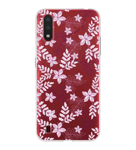 Samsung Galaxy A01 Uyumlu Kapak Floral Pudra Tasarımlı Şeffaf Silikon Kılıf