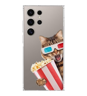 PrintiFy Samsung Galaxy S24 Ultra ile Uyumlu Kedi 1 Kamera Korumalı Şeffaf Uyumlu