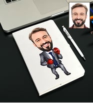 Kişiye Özel Boksör Tasarımlı Karikatürlü Beyaz Defter Kalem Seti 5