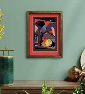 BK Gift Modern Soyut Tasarımlı Doğal Masif Ahşap Çerçeveli Tablo 30x40cm-12