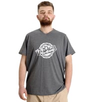 Mode XL Büyük Beden Erkek V Yaka T-shirt MUSTANG 23034 Antramelanj