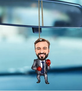 Kişiye Özel Boksör Tasarımlı Karikatür Araba Dikiz Ayna Süsü 5