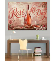 Rose All Day Şarap Şişesi Dekoratif Kanvas - Mdf Ahşap Tablo