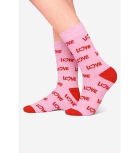 Love Yazılı  Sevgililer Günü Temalı Pembe Soket Çorap