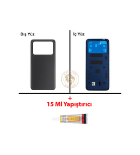 Yapıştırıcı Poco M4 Pro Siyah Yapıştırıcı Arka Pil Kapağı Batarya Kapağı + B-7000 Yapıştırıcı