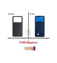 Yapıştırıcı Poco M4 Pro Siyah Yapıştırıcı Arka Pil Kapağı Batarya Kapağı + B-7000 Yapıştırıcı