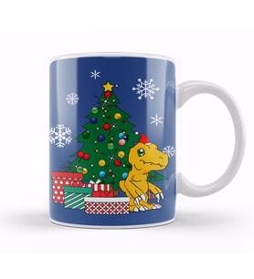 Agumon Around The Christmas Tree Digimon Kupa Bardak Porselen
