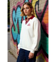 Kadın Polo Yaka Düşük Kol Örme Sweatshirt Fonksiyonel Dayanıklı Kaliteli Konforlu Estetik Şık