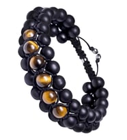 Sertifikalı Makrome Doğal Oniks Kaplan Gözü Taşı Bileklik - 8mm (Çok Renkli)