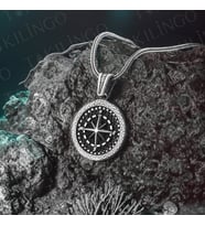 925 Ayar Gümüş Mikro Zirkon Taşlı Pusula Motifli Erkek Kolye