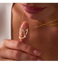 Kişiye Özel Şık Kelebek Harf Kolye 925K Gümüş (Gold)