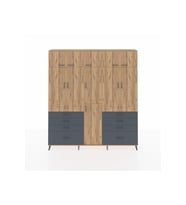 Arges Dolap 8 Raflı 8 Çekmeceli 3 Askılı 220x30x243 Çam-Çam/Antrasit