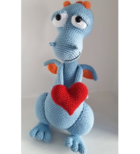 Kalpli Mavi Ejderha Amigurumi Organik Oyuncak