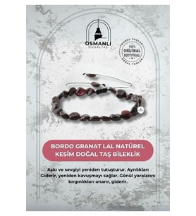 Bordo Granat Lal Natürel Kesim Doğal Taş Bileklik