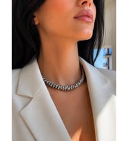 Alnis Atelier Hematit Kadın Kolye Doğal Taş Minimal Kolye Gri Hematit Choker Kolye