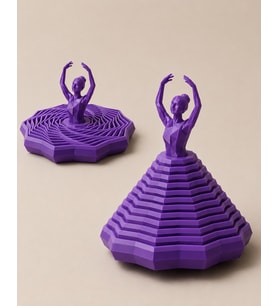 3D Baskı Balerin Figürlü Fidget Oyuncak - Hareketli Optik İllüzyon Masa Dekoru-Mor