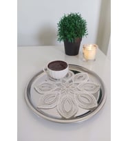 6 Adet Daisy Krem & Gold Fransız Tarzı Modern Bardak Altlığı & Kokteyl Peçetesi