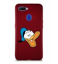 Oppo A12 Soft Premier Kapak Donald Duck-E Tasarımlı Silikon Kılıf - Mürdüm (Şeffaf)