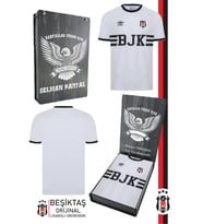 Beşiktaş Orijinal Lisanslı Nostalji Beyaz Bjk Forma Kişiye Özel Hediyelik Ahşap Kutu (Beyaz-Siyah)
