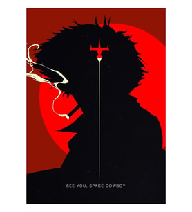 Kovboy Bebop Spike Siluet Tablo Ahşap Poster Dekoratif