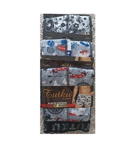 TUTKU 0119 ERKEK DESENLİ LİKRALI BOXER 3 ADET (Karışık)