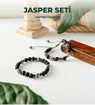 Luxtone Sertifikalı Jasper - Lavtaşı ve Hematit 2'li Bileklik Seti Erkek Takı  LX1910ST