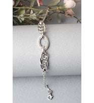 Zincir Bileklik Oval Zirkon Taşlı 925 Ayar Gümüş Beyaz Silver Zincir Bileklik