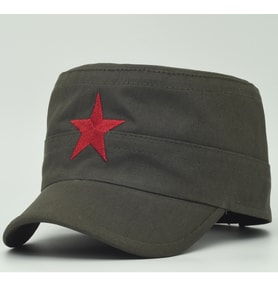 Yıldızlı Fidel Castro Che Guevara Şapkası Yeşil Renk
