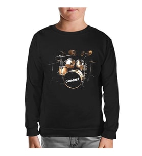 Drummer Siyah Çocuk Sweatshirt