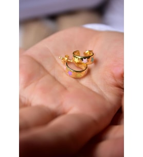925 Ayar Gümüş Gold Kaplama Renkli Mineli Yıldız Halka Küpe