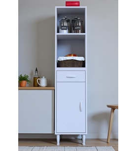 Eliusta Lunera G:50 cm Beyaz Mutfak Dolabı Çok Amaçlı Açık Bölmeli Fırın Mutfak Dolabı 50x163,4x32,5 cm