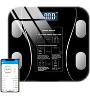 Bluetooth Baskül - Yağ Su Kas Vücut Kitle Endeksi Kilo Ölçer Tartı Vücut Analiz Cihazı Siyah