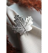 6 Adet Gümüş Çınar Yaprağı Metal Peçete Halkası - Napkin Ring